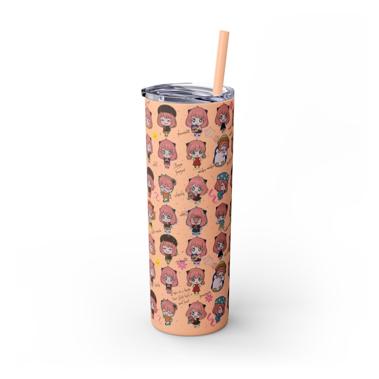 Kawaii Anya Anime Tumbler - 20oz Stainless Steel with Color-Matching Straw