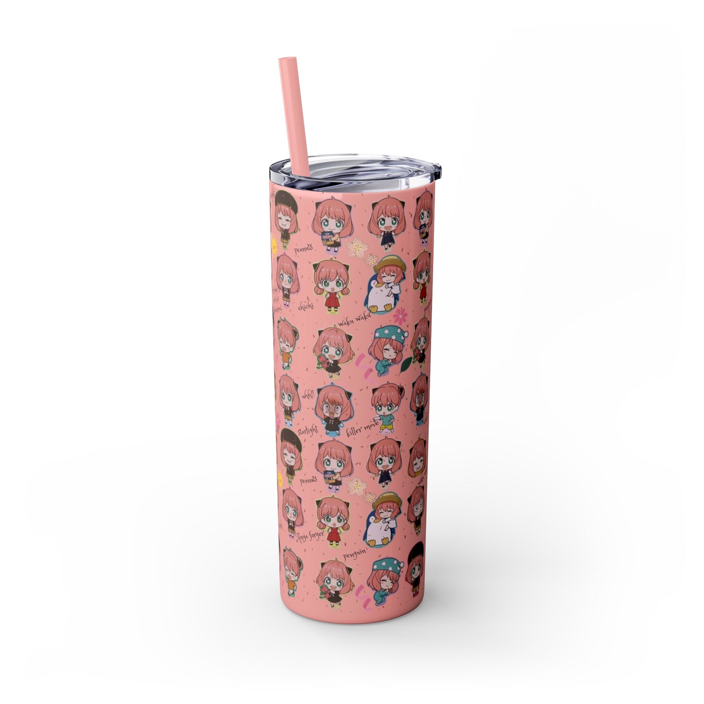 Kawaii Anya Anime Tumbler - 20oz Stainless Steel with Color-Matching Straw