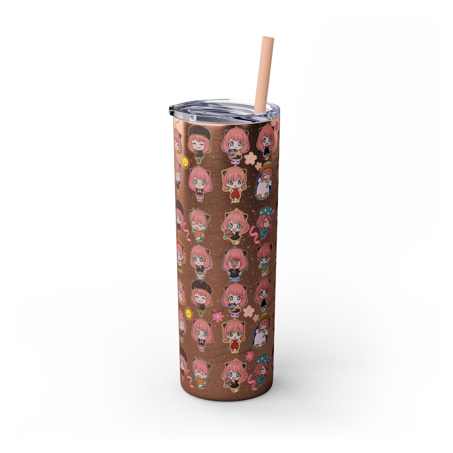 Kawaii Anya Anime Tumbler - 20oz Stainless Steel with Color-Matching Straw