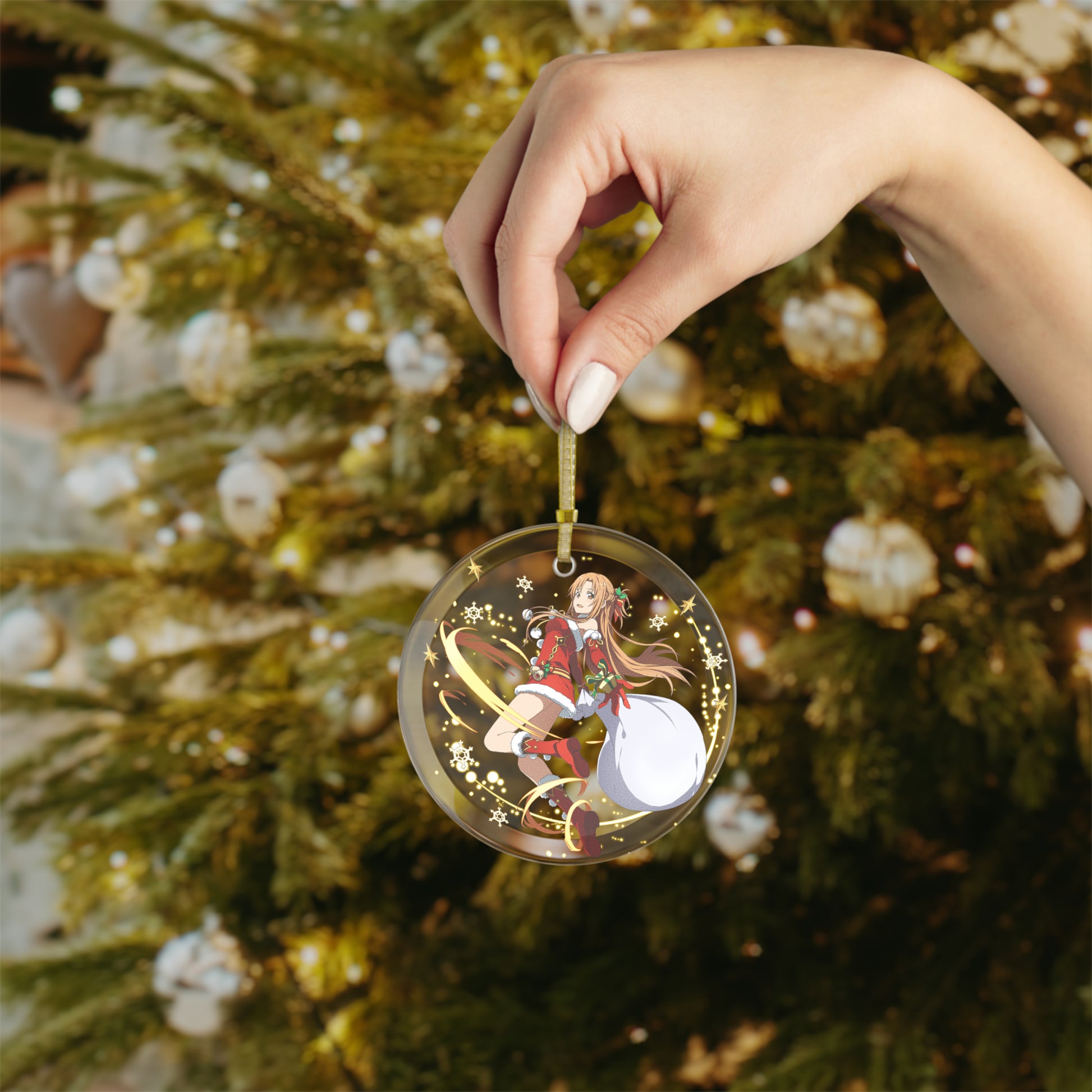 Anime Christmas Glass Ornament Asuna AnimeInkBug