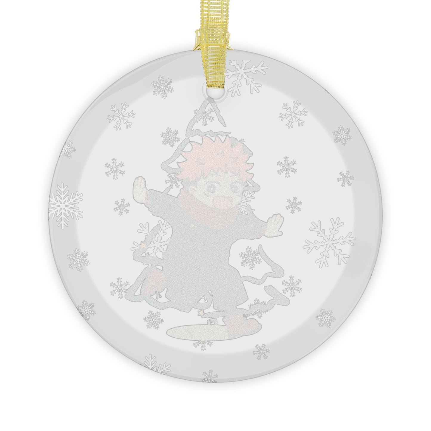 Anime Itadori Christmas Ornament - Exquisite Glass Decoration with Red Ribbon AnimeInkBug