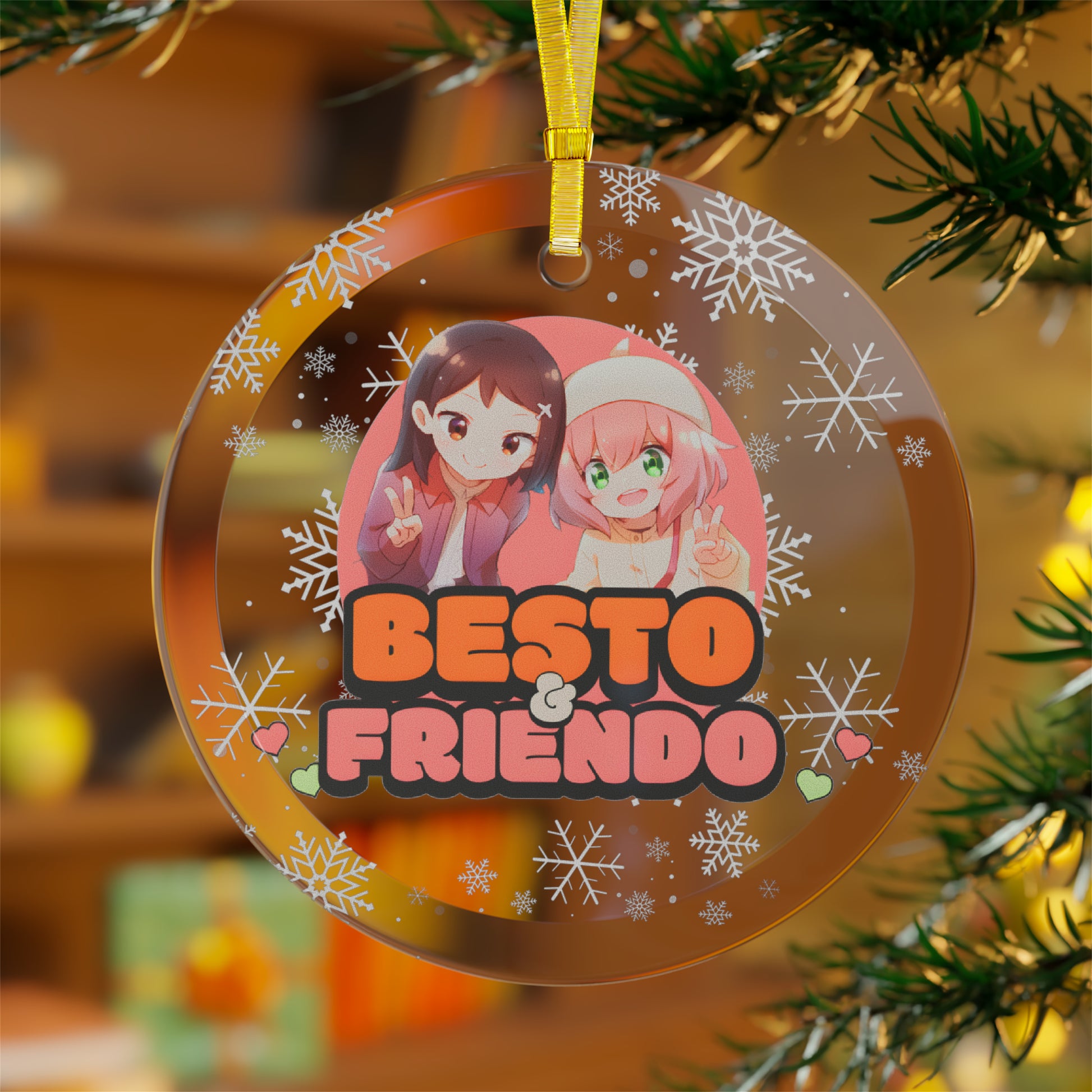 Anime Ornament: Best Friends Glass Decoration with Anya & Friends AnimeInkBug