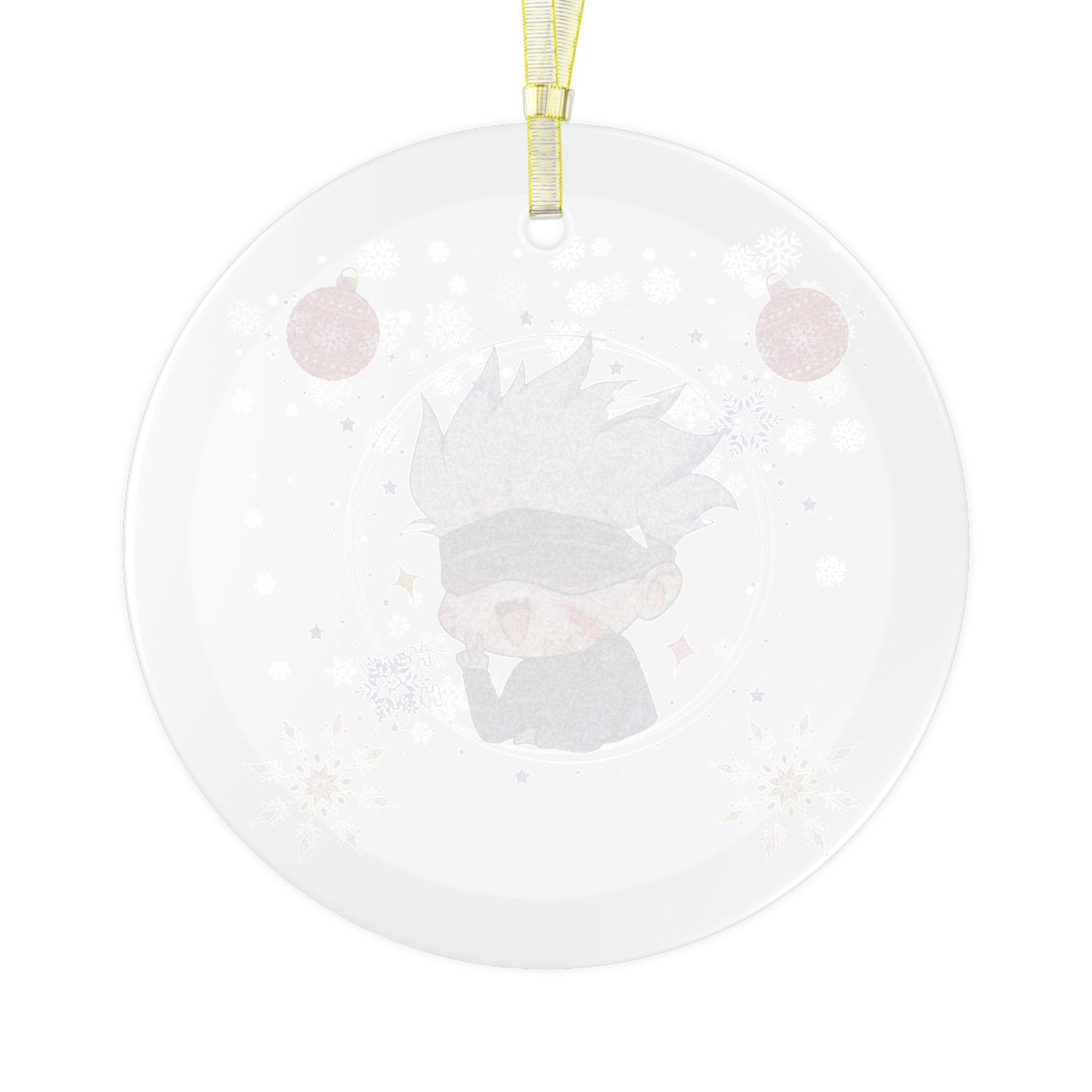 Gojo Christmas Ornament - Exquisite Glass Decoration with Golden-Colored Ribbon AnimeInkBug