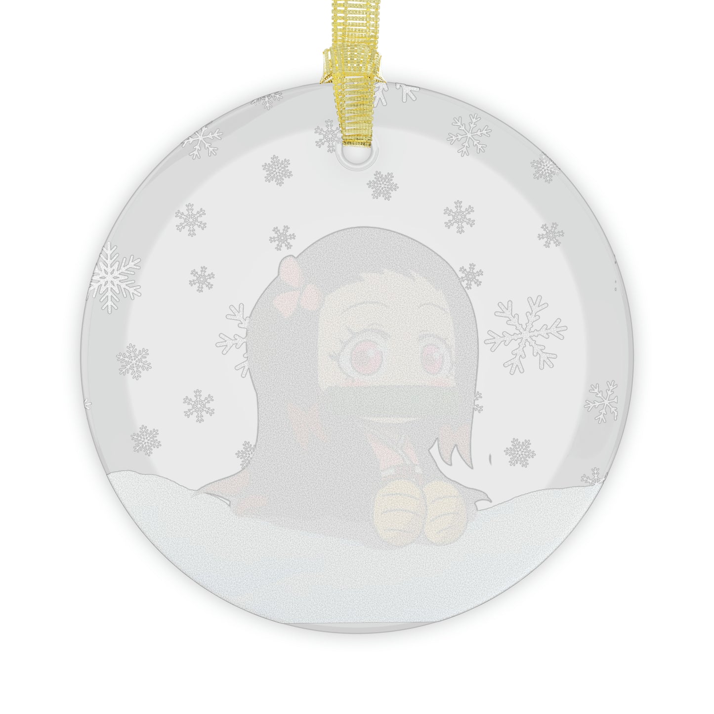 Kawaii Anime Glass Ornament -Charming Anime Decoration with Golden Ribbon AnimeInkBug