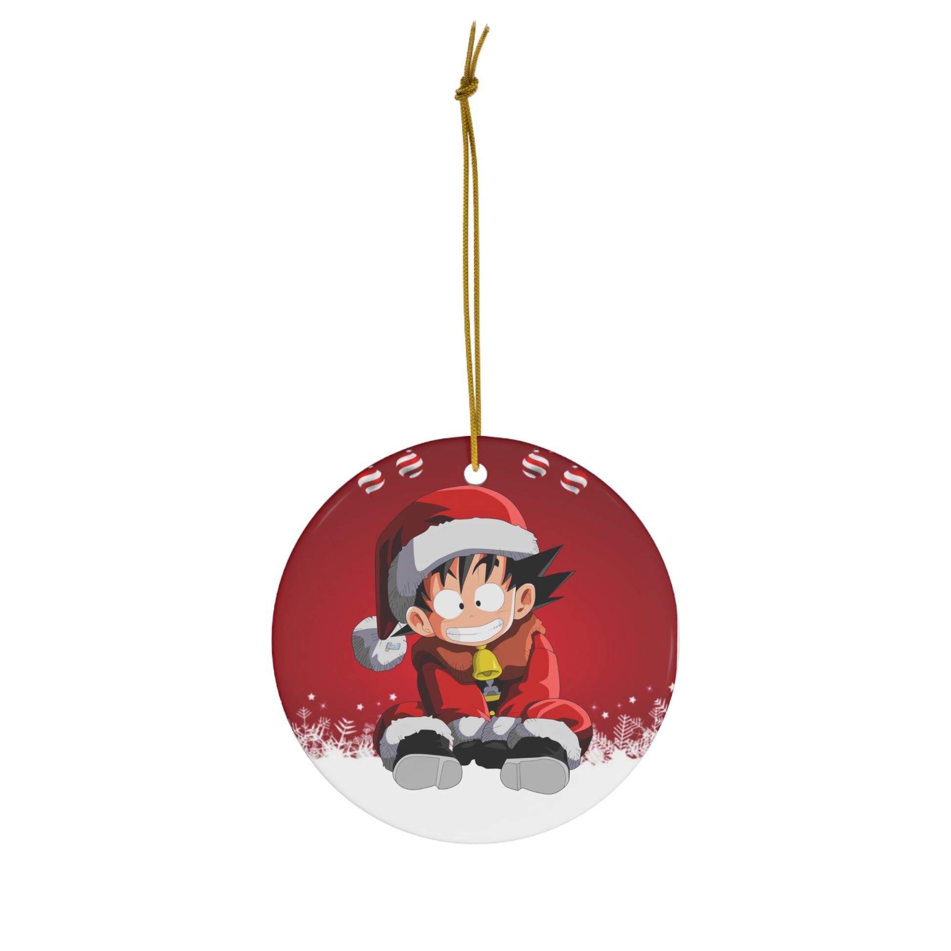 Magical Santa Goku Ornament - Glossy Finish with Gold-Toned Hanging String AnimeInkBug