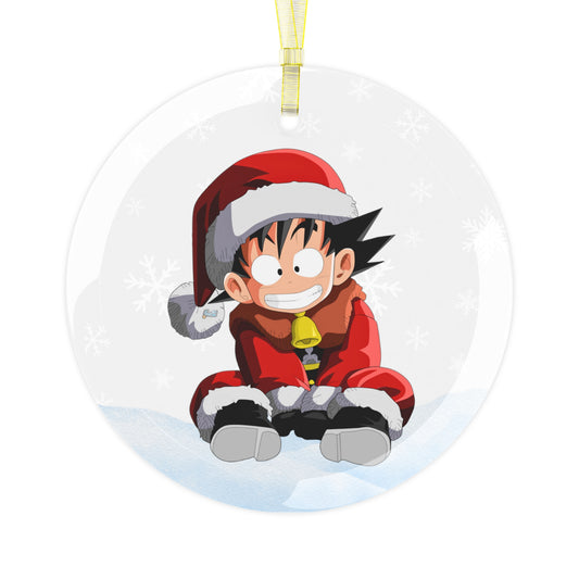 Magical Santa Goku Ornament - Glossy Finish with Gold-Toned Hanging String AnimeInkBug